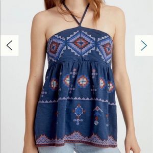 Anthropologie Asha Embroidered Halter Top M